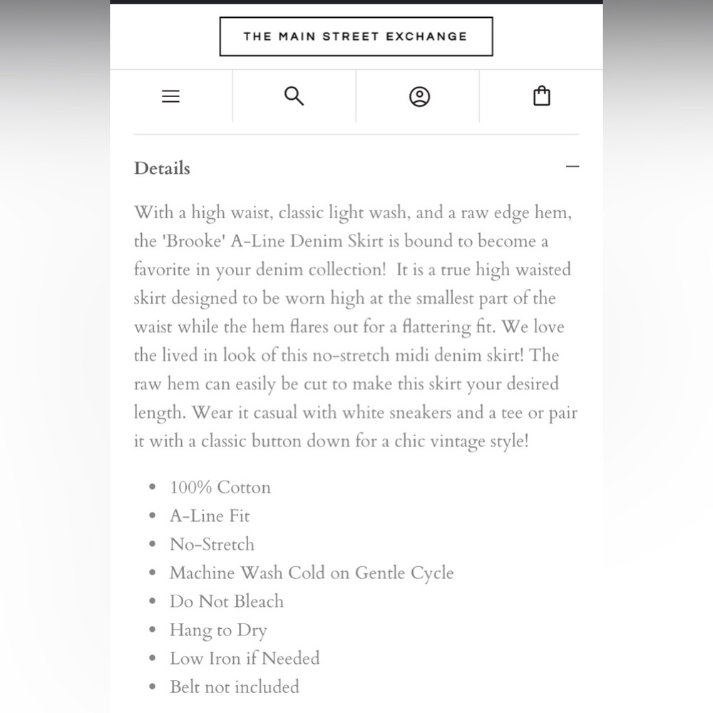 Main Street Exchange “Brooke” A-Line Midi Denim Skirt - Picture 4 of 9